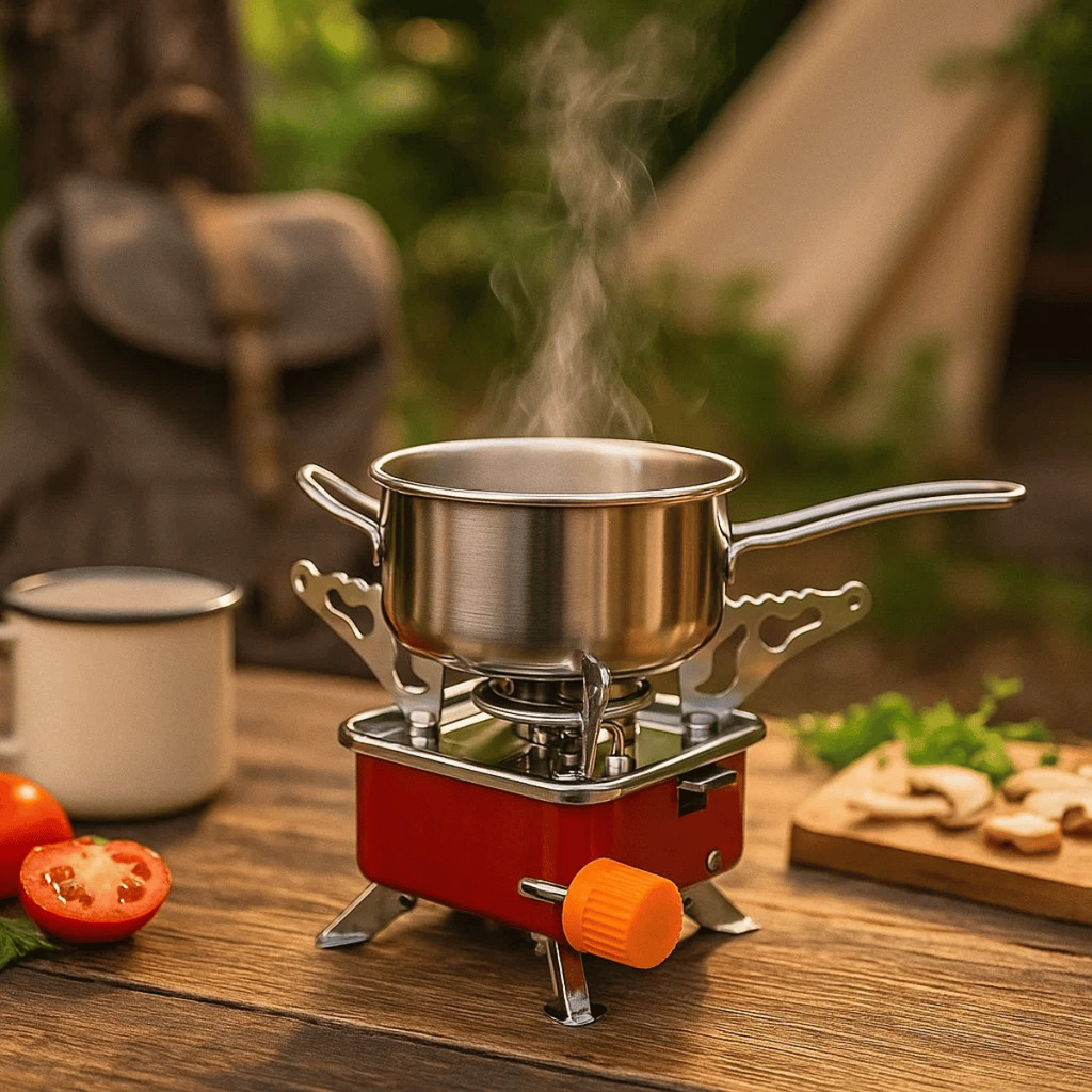 Mini Fogão Camping Portátil Prático e Eficiente - Kehome / Fogareiro / Camping Cozinha / Aço