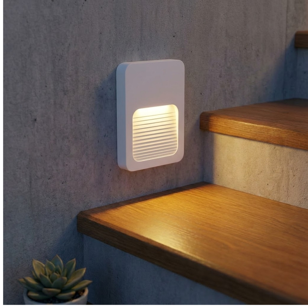 Balizador LED de Parede Branco Sobrepor Retangular 2W Bivolt IP65 Luz Amarela Muro Escada Jardim em Oferta na Shopee