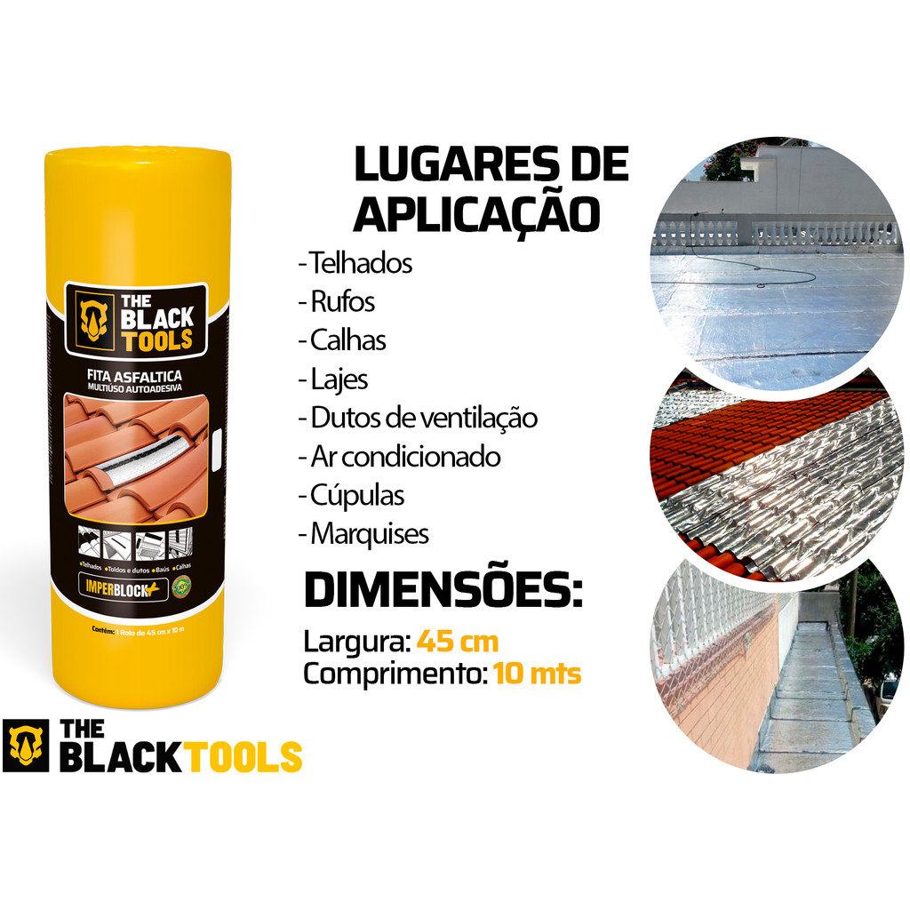 Detalhes do Manta Asfáltica Aluminizada Telhado Auto Adesiva 45cm X 10m