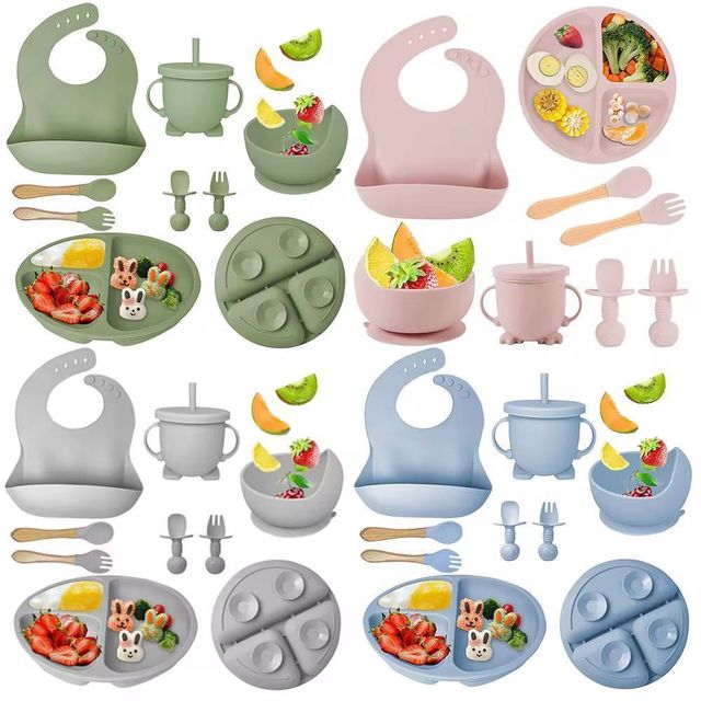kit 6/8 peças de Silicone para alimentação de bebês