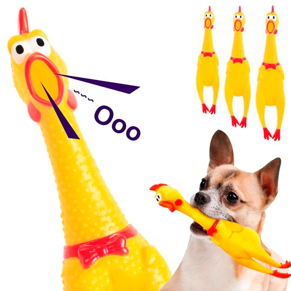 Brinquedo Galinha de Vinil 28cm com Apito para Cachorros – TEX1077