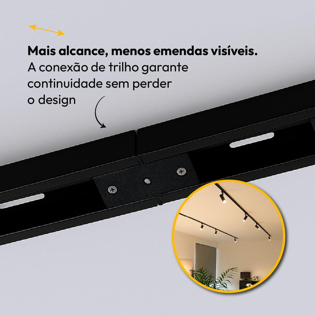 Kit 1, 3 ou 5 Conector Junção Reta Emenda De Trilho Eletrificado Versalles T1 Preto Alut By Avant em Oferta na Shopee