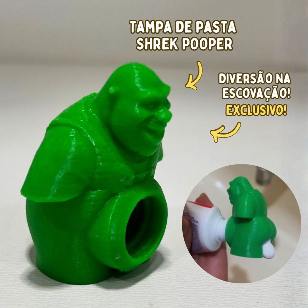Tampa Pasta de Dente Creme Dental Personagem Shrek Impressora 3D