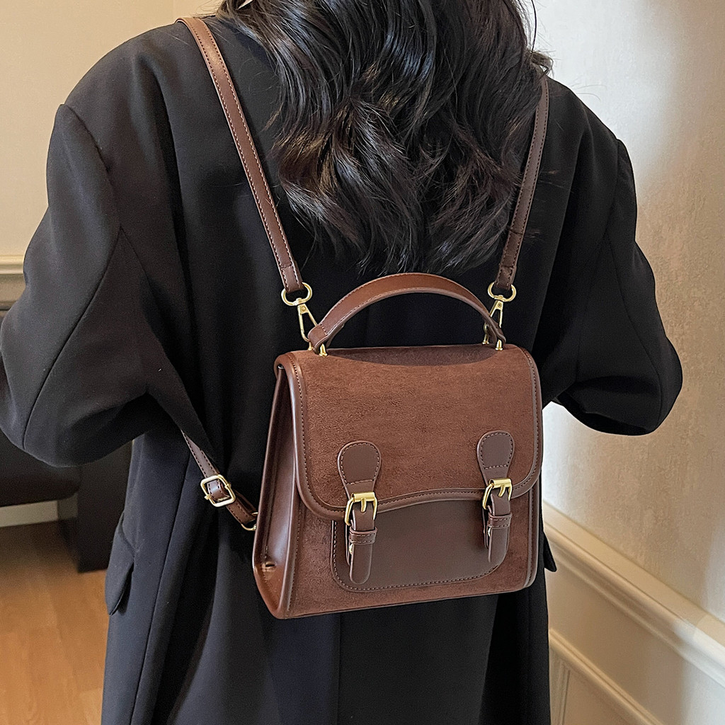 Contraste cor High-End sentimento pasta portátil 2025 novo estilo outono inverno Retro Casual mochila moda All-Match bol