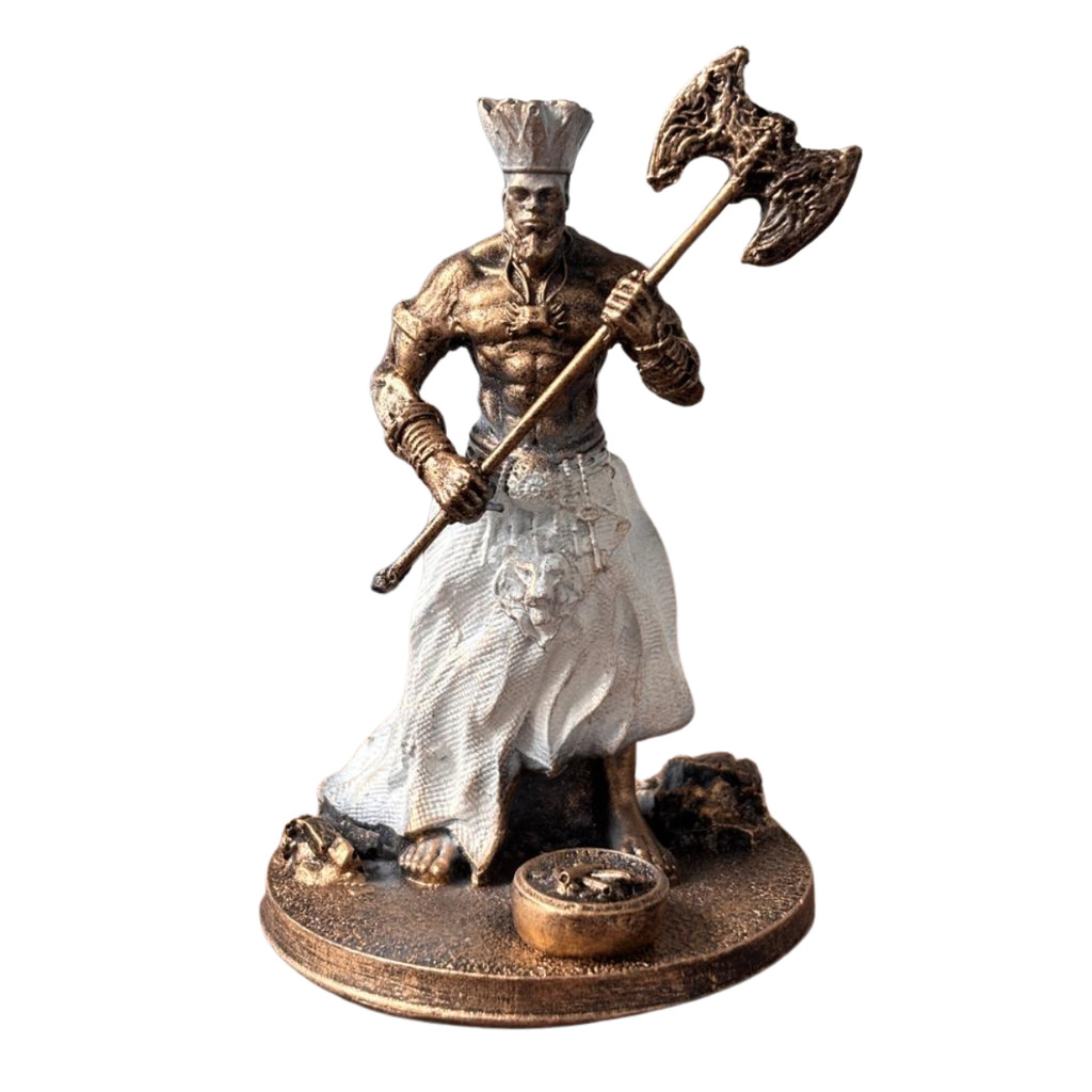 Escultura Xangô Branco Vintage 11 cm em Resina