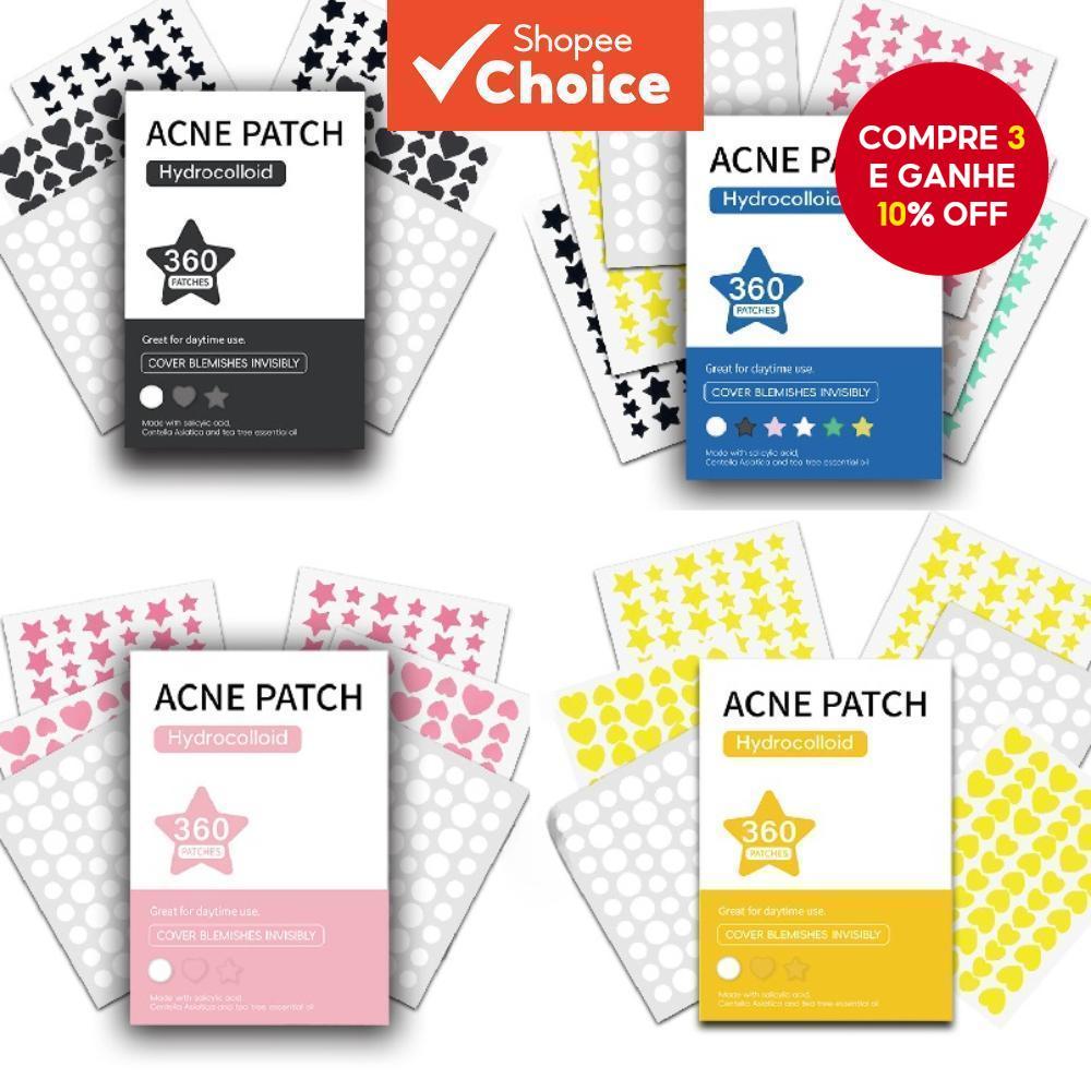 Patches De Espinhas Para Rosto , Adesivo Hidrocolóide E Acne Cobrir Manchas , Adesivos Pele De Ação Rápida 360 Unidades