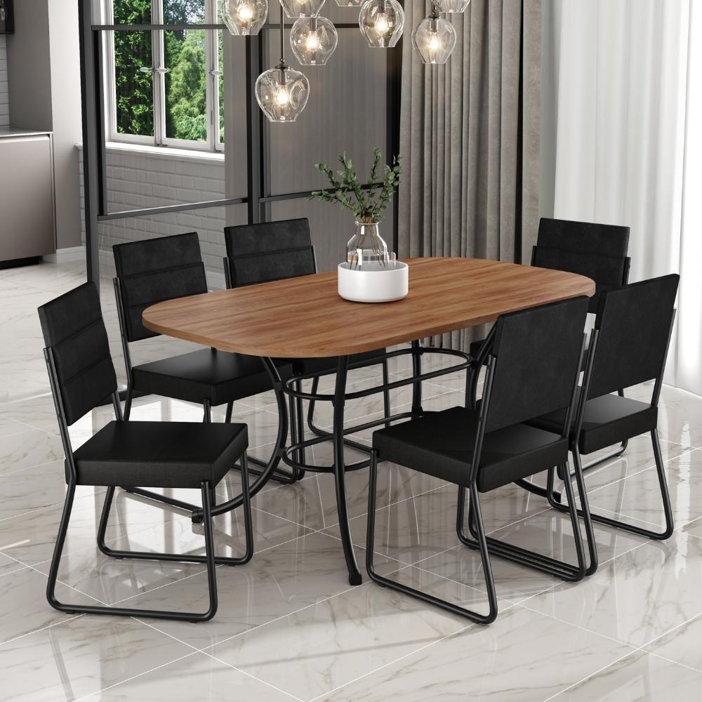 Conjunto Sala De Jantar Com Mesa E 6 Cadeiras Fenix Carraro em Oferta na Shopee