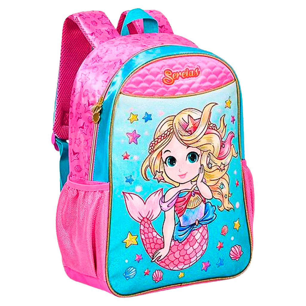 Mochila de Costas Sereia Menina Infantil Grande Escolar em Oferta na Shopee