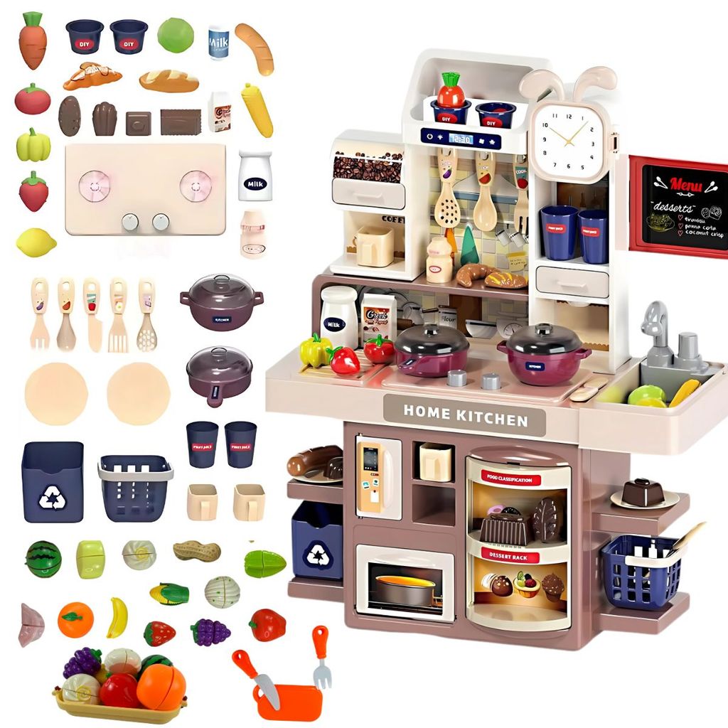 Kit Cozinha com Luz Solta Fumaça Sai Água e Frutas Crec Crec Castela