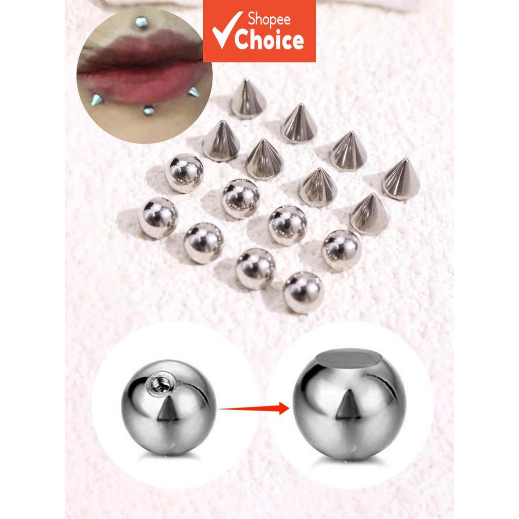 Conjunto De Piercing Falso De Bola Geométrica De Aço Inoxidável , 16 Peças De Nariz Para Anel , Sobrancelha , Lábio