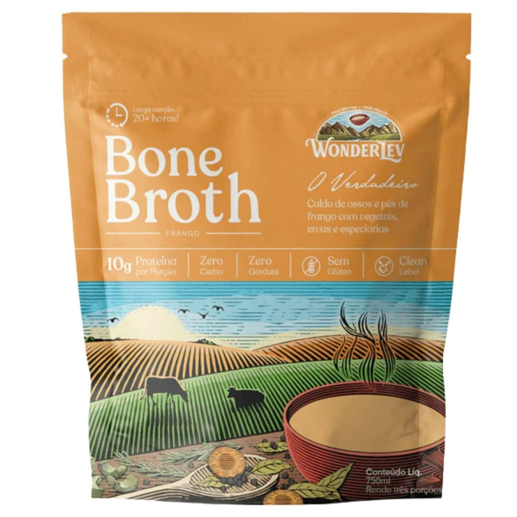 Caldo de Osso de Frango Bone Broth 750ml - WonderLev