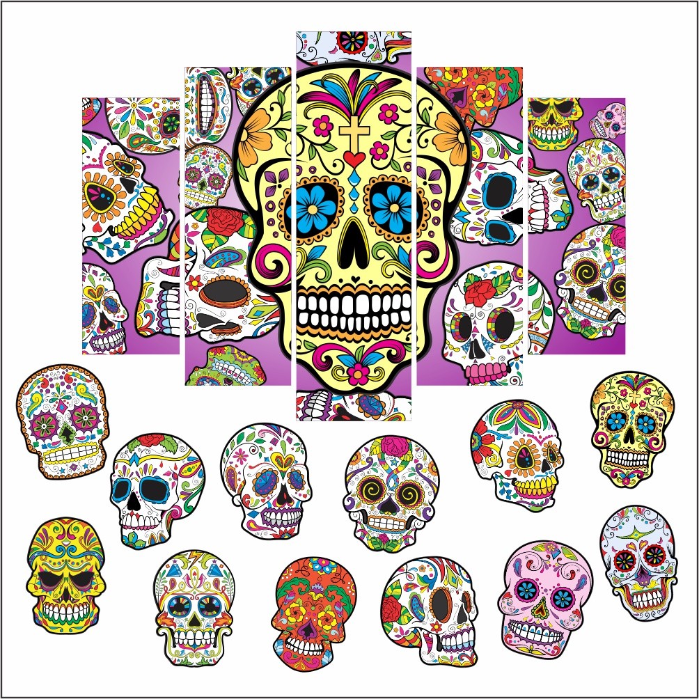 Caveiras Mexicanas Decoração Kit12 Displays + Quadro Mosaico em mdf decoração para festa
