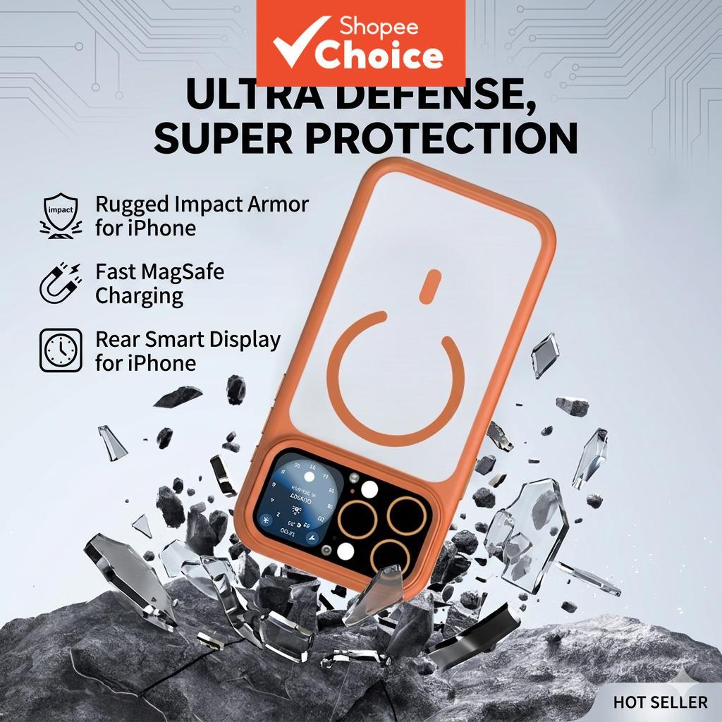 Capa de telefone multifuncional Smart Display com tradução AI e carregamento magnético