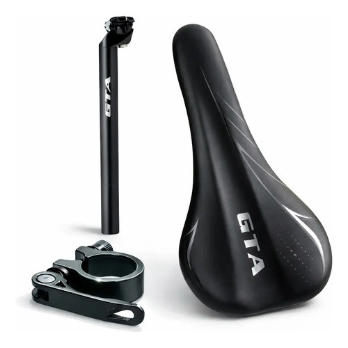 Kit Banco Selim Anatômico Mtb Speed + Canote E Blocagem Preto