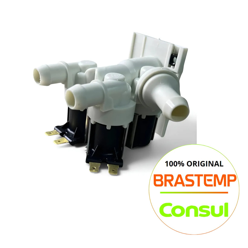 VÁLVULA TRIPLA LAVADORA BRASTEMP ORIGINAL (220v) W10467328  - BWG11ABANA - BWG11ABBNA - BWG11ARANA - BWG11ARBNA