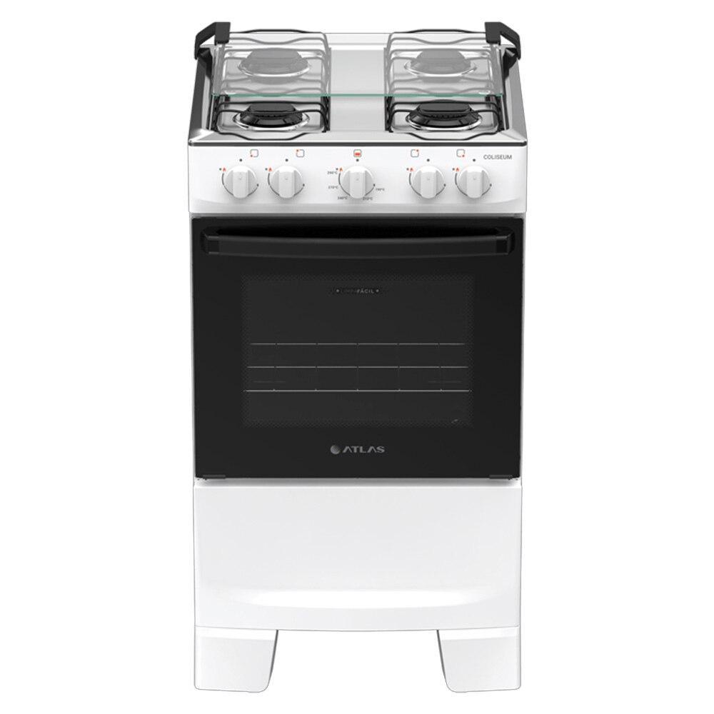 Fogão 4 Bocas Atlas Coliseum Plus com Mesa Inox - Branco
