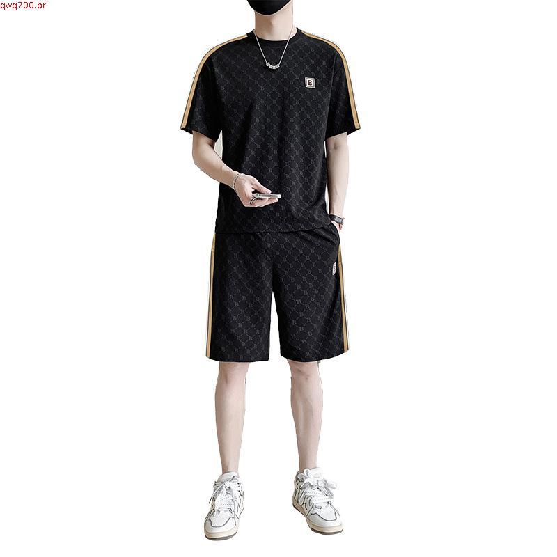 2023 Estação Europeia High end Shorts Set Bordados dos homens Bordados Bonito Lazer Esportes Verão dos homens Conjunto 