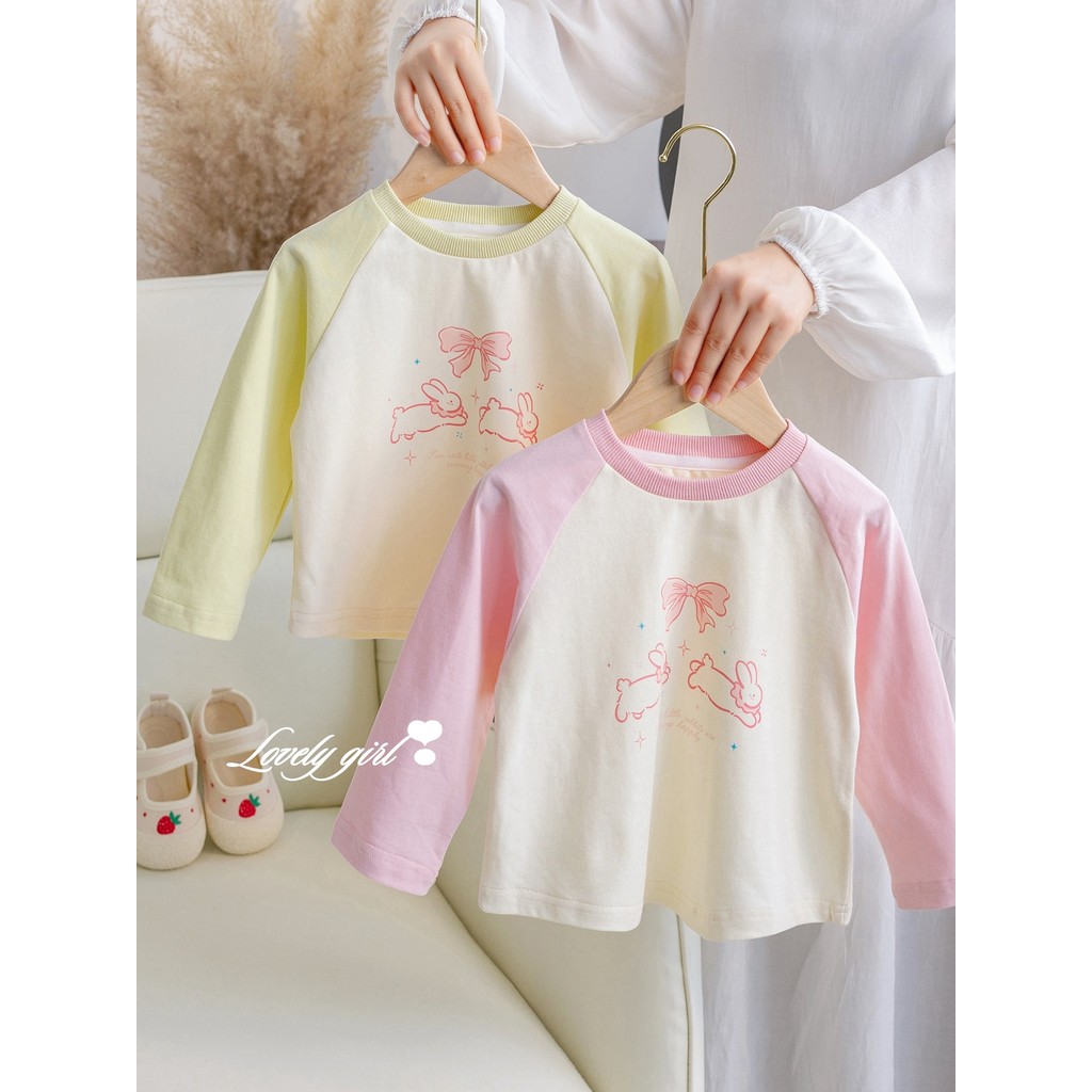 Camiseta de manga comprida para meninas 2026 novo estilo primavera estilo ocidental camisa de fundo infantil roupas infa