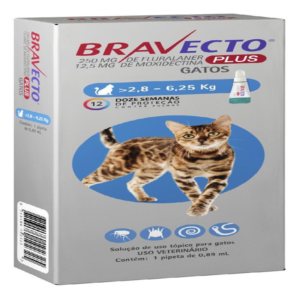 Bravecto Msd Transdermal Plus Gatos 2,8kg A 6,25kg Proteção 12 Semanas Neutro