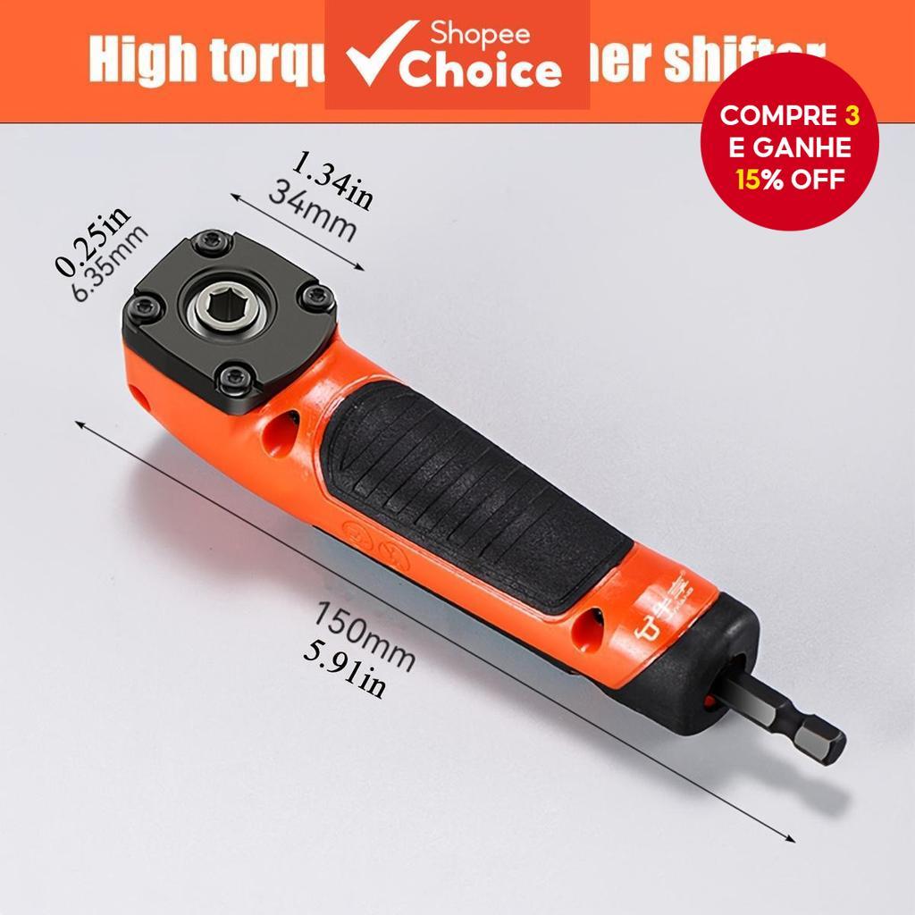 Novo Adaptador de Furadeira Portátil em Ângulo de 90°, soquete hexagonal de 1/4, aço resistente à ferrugem, conversor