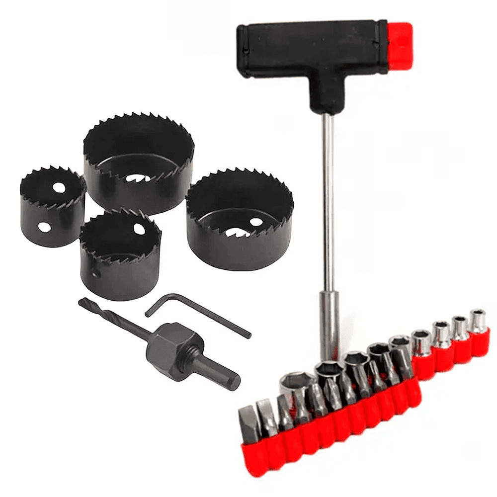 Kit Ferramenta Serra Copo 6pçs + Chave T c/ Soquetes 21pçs