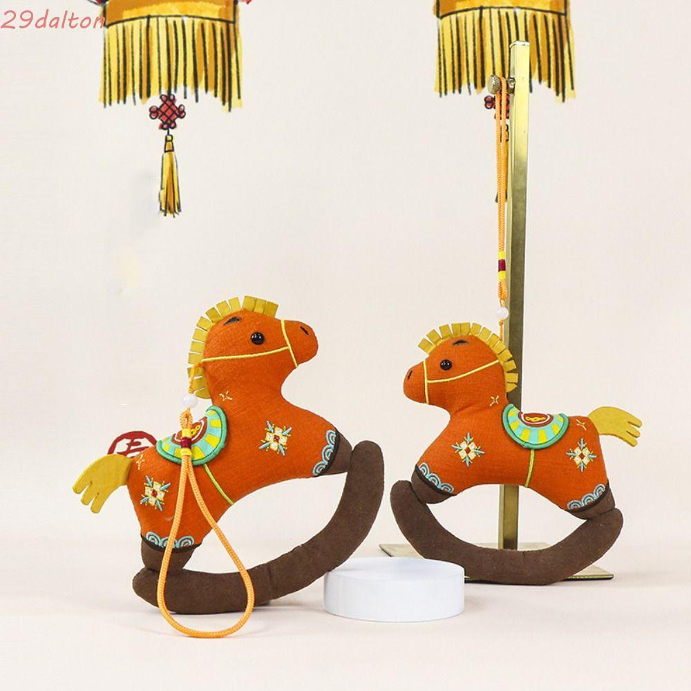 DALTON Mini Enfeite De Suspensão De Cavalo , Estilo Tradicional Ano Do Mascote Chaveiro , Estatueta Padrão Bordado PP Al