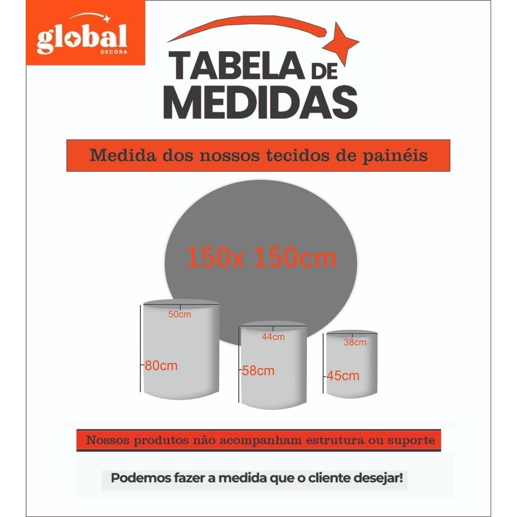 Painel de festa redondo 1,50m + Trio de capas cilindros Jesus