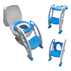 Assento Redutor com Escada Infantil Azul – Importway BW184AZ, Ajustável e Antiderrapante