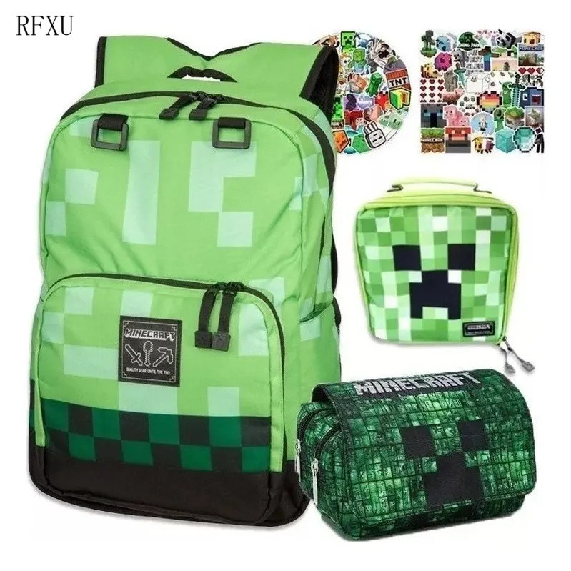 103 Peças Conjunto de Mochila e Bolsa de Ombro Minecraft Creeper DUZF