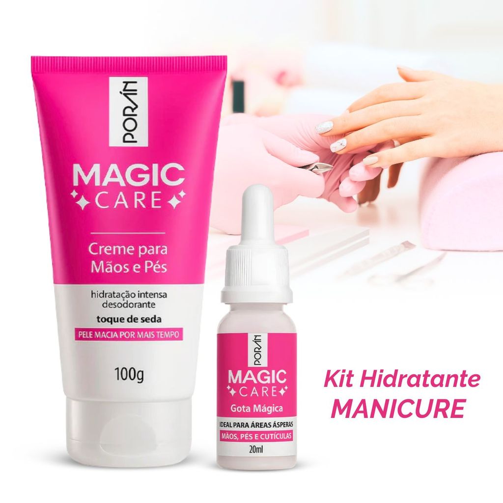 Kit Manicure e Pedicure (Gota Mágica Hidratante Intensivo + Creme para Mãos e Pés) MAGIC CARE Poran