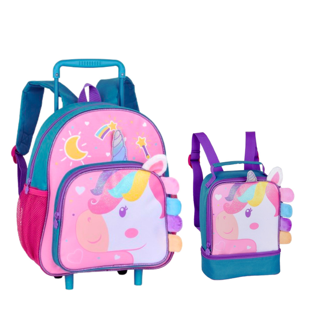 Kit Mochila de Rodinha e Lancheira Feminino Infantil Unicórnio - Clio Style em Oferta na Shopee