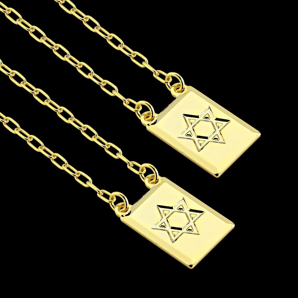 Escapulário Feminino Dourado Estrela de Davi Banhado Delicado