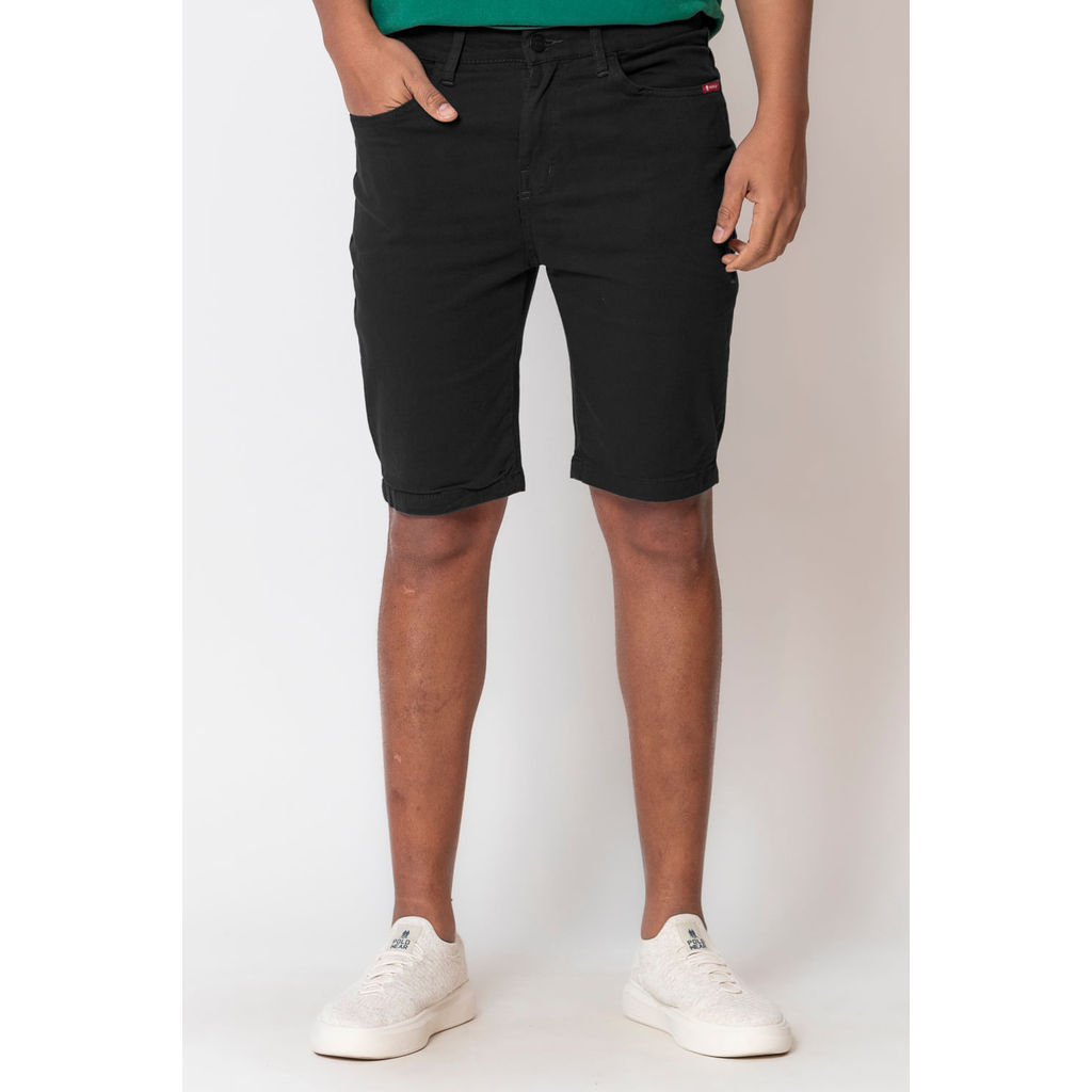 Bermuda Masculina Sarja Slim Polo Wear Preto