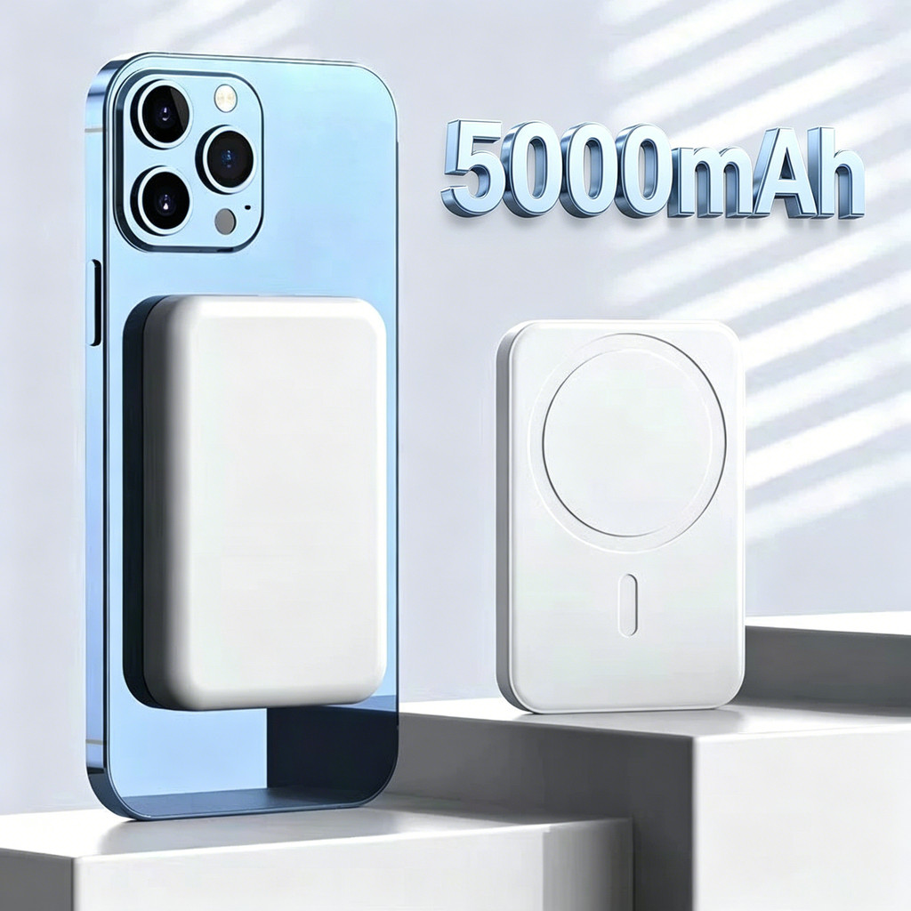 Power Bank Magnético 5000mAh Carregador Portátil Sem Fio Bateria Externa para iPhone MagSafe