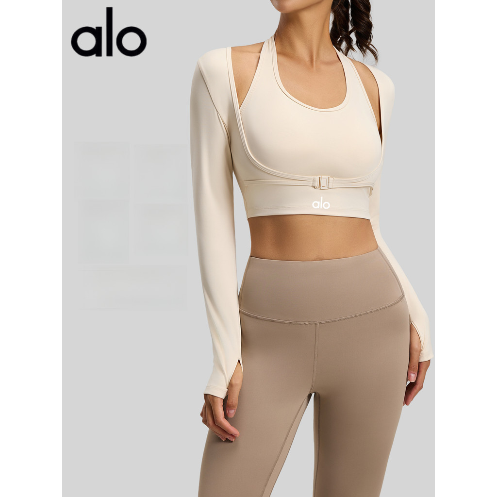 Sports Fitness Running Training Pullover Halter Slimming Detachable Chest Pad Shockproof Long Sleeve Yoga Shirt
