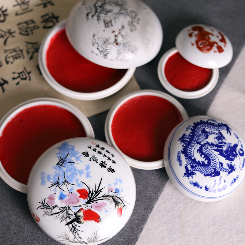 Selo para iniciantes Escultura Prática Almofada de tinta com cilindro de porcelana Caligrafia Pintura Selo Escultura Alm