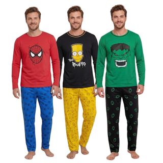 Pijama Masculino Adulto Personagem / Manga Longa / Roupa de Dormir /