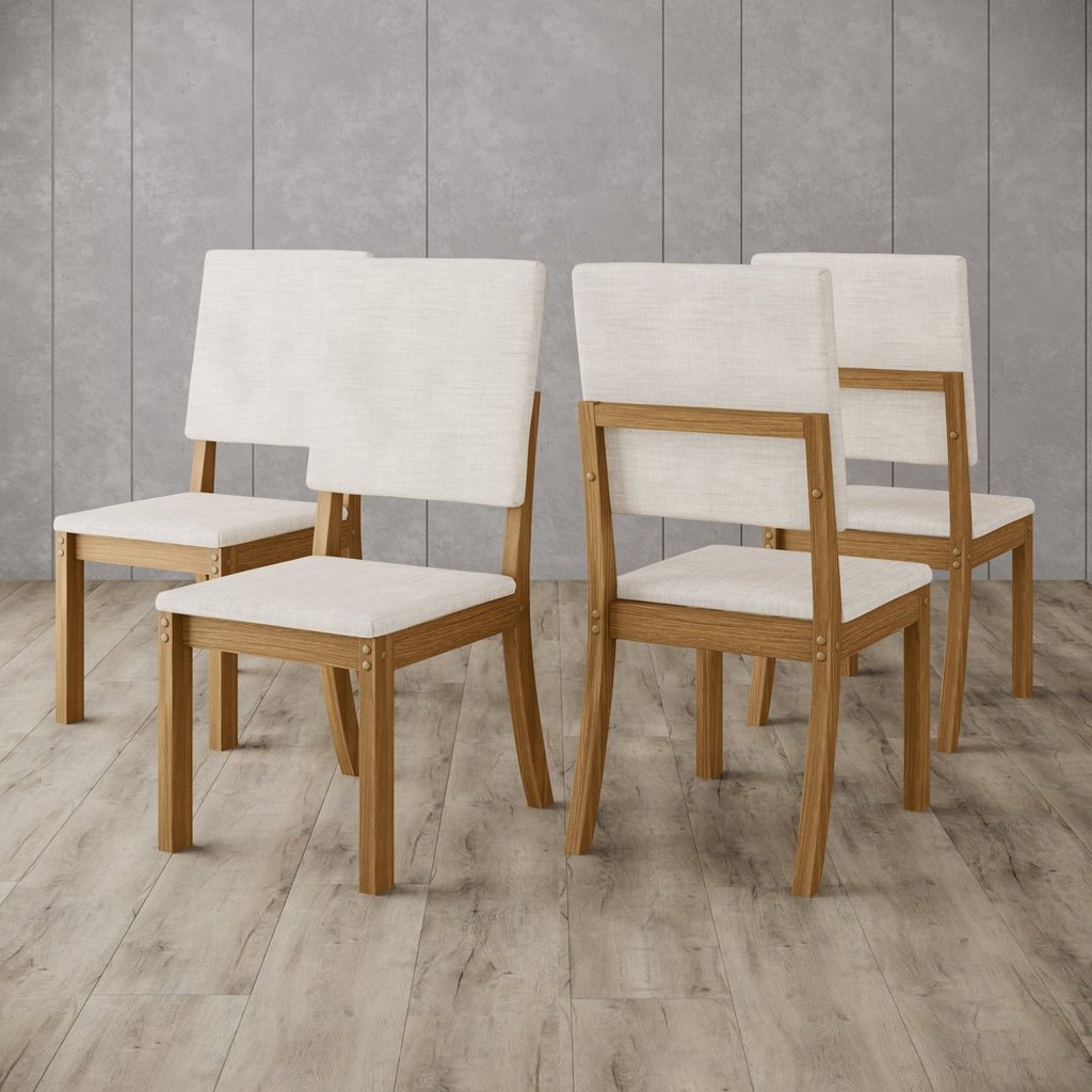 Kit 4 Cadeiras para Sala de Jantar Milla Bege/Nature Nature