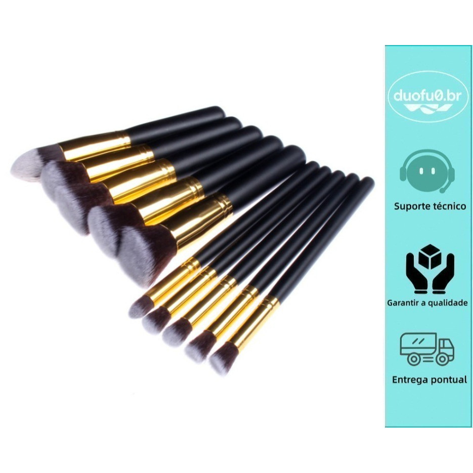 Pincel de maquiagem profissional conjunto de 10 peças pincel Kabuki para reparo de manchas