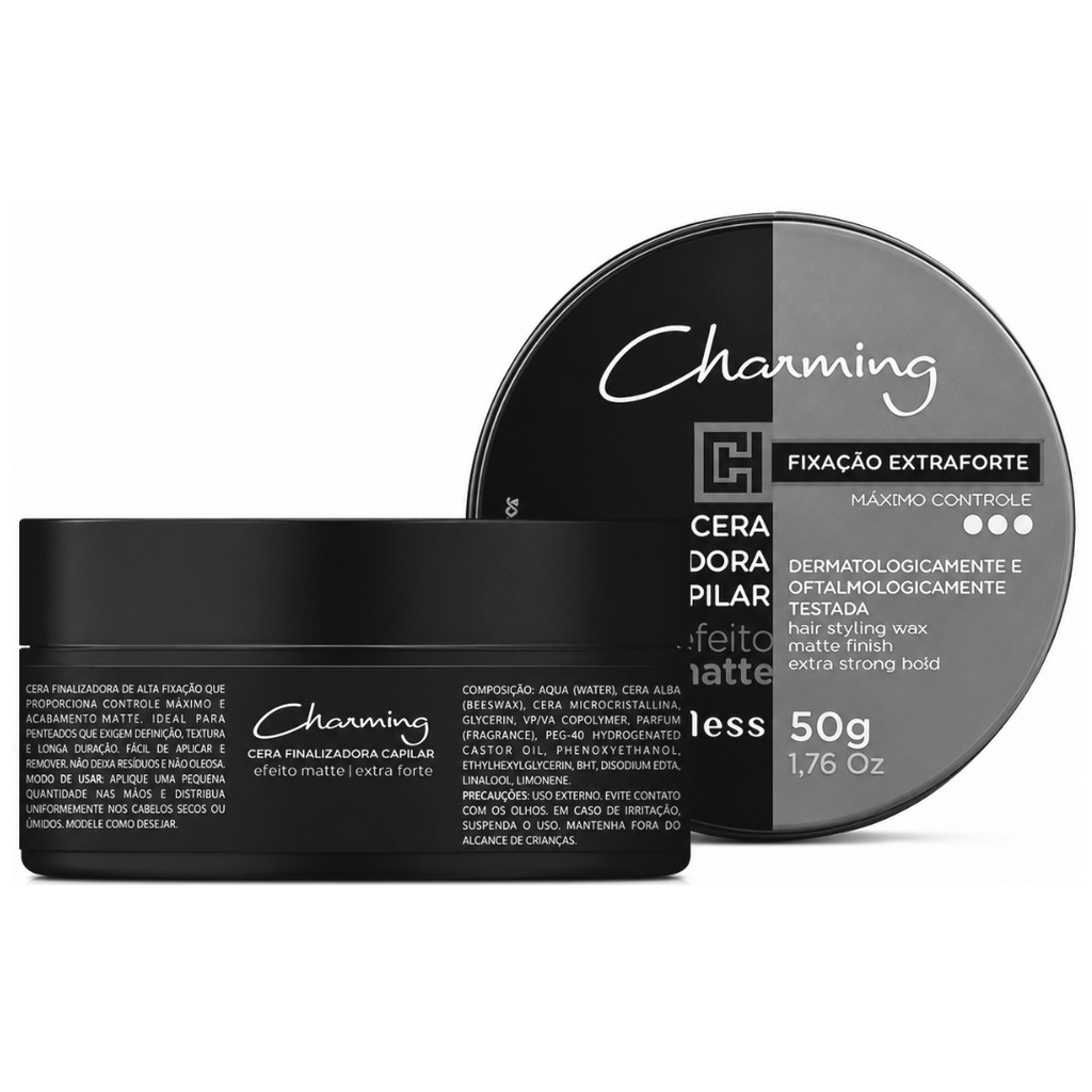 Pomada Cera Modeladora Charming Cless Efeito Matte Extra Forte Fixador Cabelo Masculino 50g