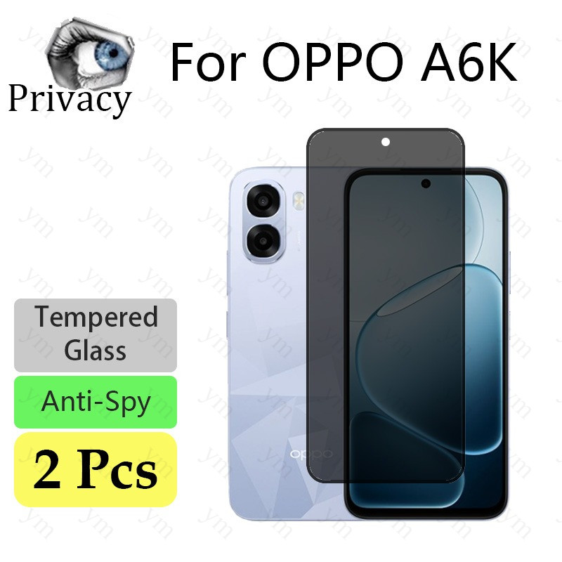2 Pçs OPPO A6k Anti-Espião Privacidade Protetor De Tela De Vidro Temperado Filme Espionagem Para Reno 15 14 15F 14F A6x