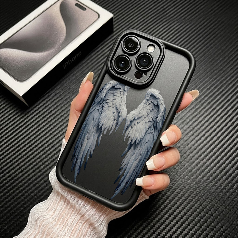 Asas De Anjo Escuro Gradiente Caso De Telefone Para iPhone XR 11 12 13 14 15 16 17 Pro Max Plus JT