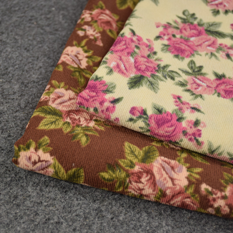 Retro Pastoral rosa flor impressão tecido de veludo outono inverno camisa saia Cheongsam artesanal fino listrado tecido
