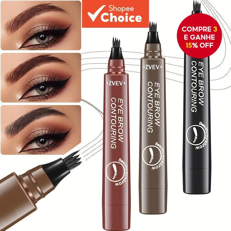 Lápis De Sobrancelha De 4 Pontas-Fórmula Sedosa À Prova D'água , Traços Naturais Semelhantes A Cabelos , De Manchas E De