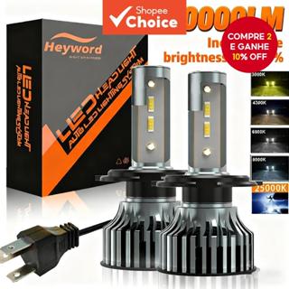 Farol LED para carro H7 H1 H3 H4 H11 9005 9012 Destaque concentrado 3.000k 4300k 6.000k 8.000k Quatro cores opcionais fa em Oferta na Shopee