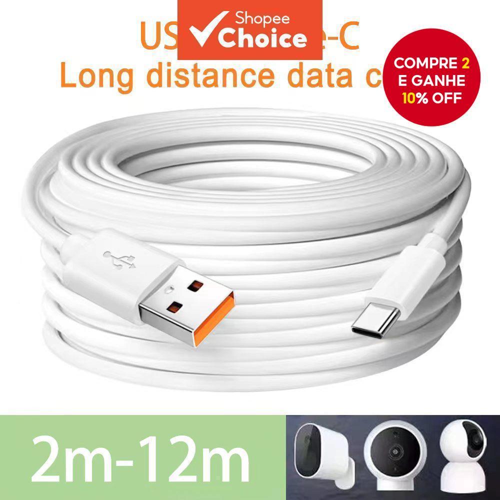 MAX 2M-12M Cabo USB Tipo C Excesso de Comprimento Alimentação Xiaomi Monitor de Câmera e Telefone Celular
