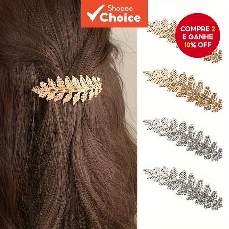 2 Peças De Grampos De Cabelo De Folha De Ouro Design Minimalista De Cor Sólida Para Mulheres Uso Diário Festa Casual em Oferta na Shopee