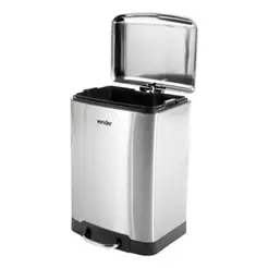 Lixeira Inox 30 Litros Retangular Com Pedal Amortecedor Balde Removível Vonder