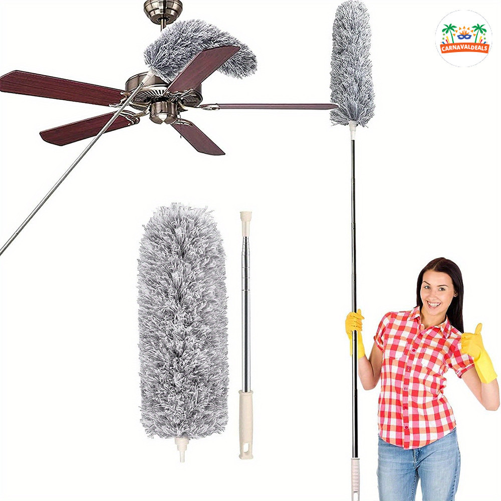 Espanador Flexível e Dobrável com Alcance de 2.8 Metros – Para Limpeza de Cortinas, Persianas e Superfícies Altas