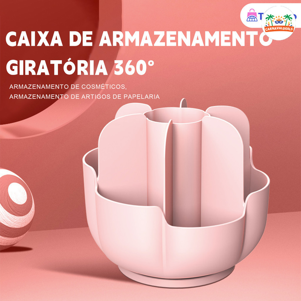 Organizador floral giratório para pincéis! Adeus à bagunça com rotação 360° - compacto, estiloso e acesso rápido. 🌸